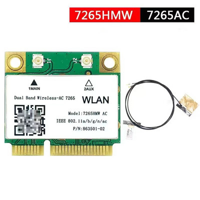 1200Mbps vezeték nélküli 7265AC Half Mini PCI-E Wifi kártya Bluetooth 4.2 802.11ac 7265HMW Dual Band 2.4G 5Ghz adapter laptophoz