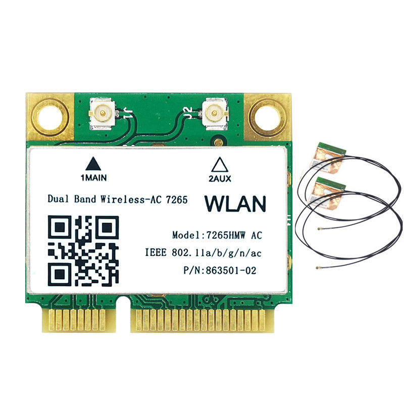 1200Mbps vezeték nélküli 7265AC Half Mini PCI-E Wifi kártya Bluetooth 4.2 802.11ac 7265HMW Dual Band 2.4G 5Ghz adapter laptophoz