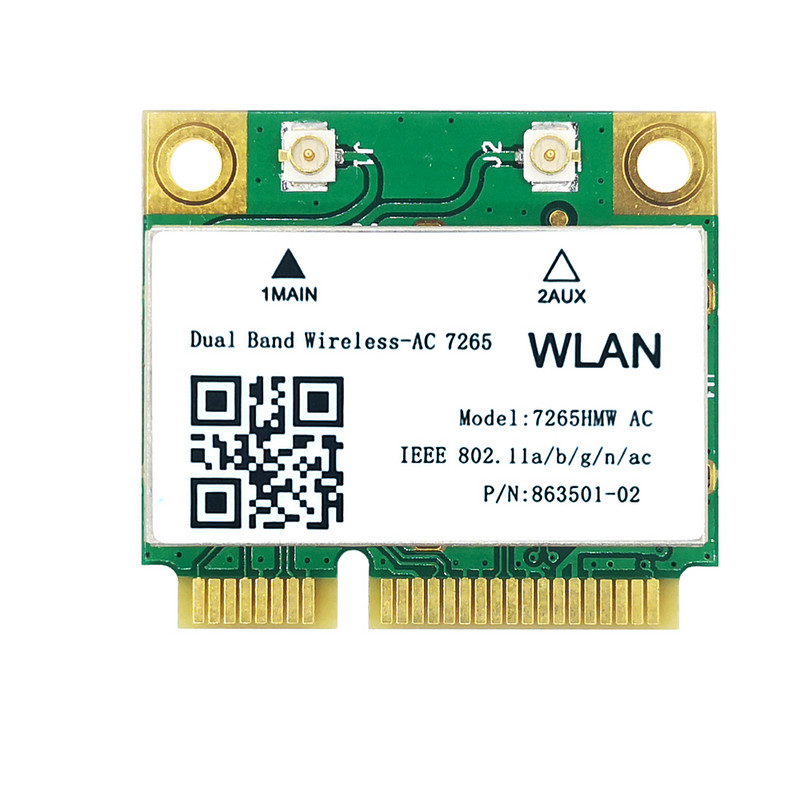1200Mbps vezeték nélküli 7265AC Half Mini PCI-E Wifi kártya Bluetooth 4.2 802.11ac 7265HMW Dual Band 2.4G 5Ghz adapter laptophoz