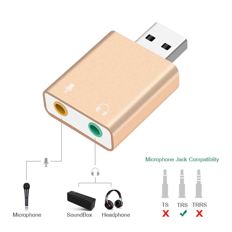 USB zvučna kartica, GOOJODOQ 7.1 vanjski USB na priključak 3,5 mm adapter za slušalice, stereo audio mikrofon, zvučna kartica za osobno računalo prijenosno računalo