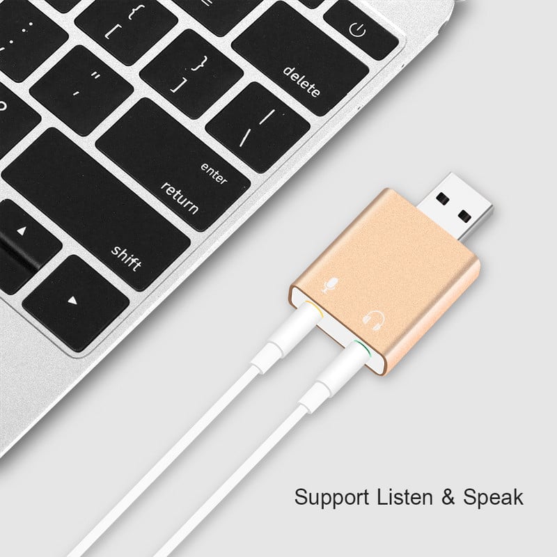USB zvučna kartica, GOOJODOQ 7.1 vanjski USB na priključak 3,5 mm adapter za slušalice, stereo audio mikrofon, zvučna kartica za osobno računalo prijenosno računalo