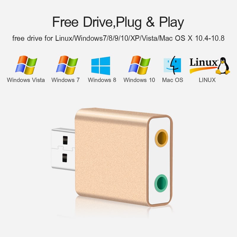 USB zvučna kartica, GOOJODOQ 7.1 vanjski USB na priključak 3,5 mm adapter za slušalice, stereo audio mikrofon, zvučna kartica za osobno računalo prijenosno računalo