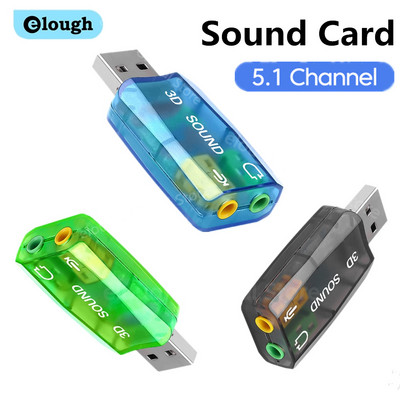 Elough Mini εξωτερική κάρτα ήχου USB σε μικρόφωνο 3,5mm Jack Stereo Headset Κάρτα ήχου Διασύνδεση ηχείων προσαρμογέα ήχου για υπολογιστή