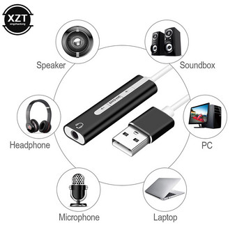 USB външна звукова карта 7.1 двоен 3,5 mm адаптерен кабел 2 в 1 3,5 mm жак Aux Audio 3D стерео микрофон Слушалки Микрофон за лаптоп PC