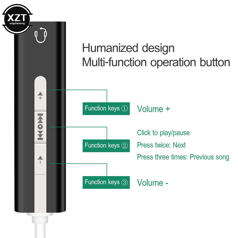 USB ārējā skaņas karte 7.1 dubultā 3,5 mm adaptera kabelis 2 vienā 3,5 mm jack Aux Audio 3D stereo mikrofona austiņas mikrofons klēpjdatoram