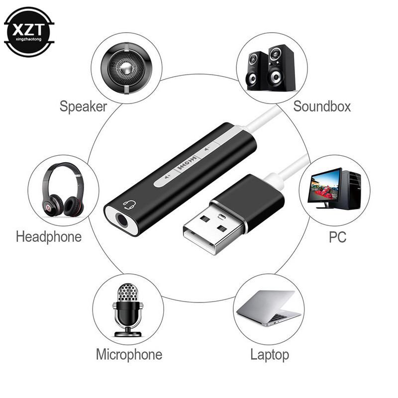 USB ārējā skaņas karte 7.1 dubultā 3,5 mm adaptera kabelis 2 vienā 3,5 mm jack Aux Audio 3D stereo mikrofona austiņas mikrofons klēpjdatoram
