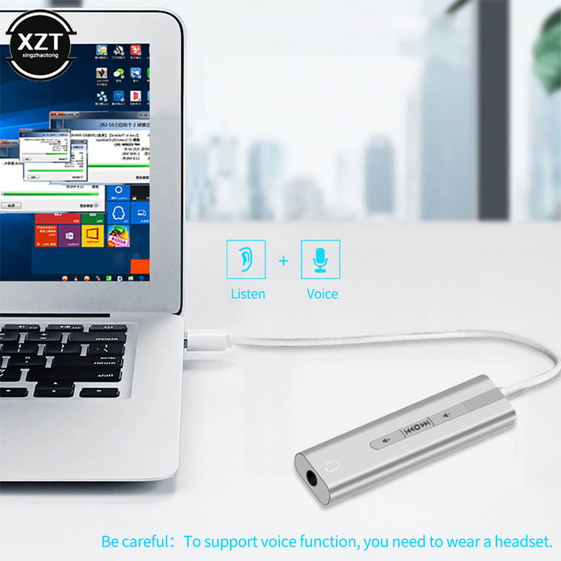 USB ārējā skaņas karte 7.1 dubultā 3,5 mm adaptera kabelis 2 vienā 3,5 mm jack Aux Audio 3D stereo mikrofona austiņas mikrofons klēpjdatoram