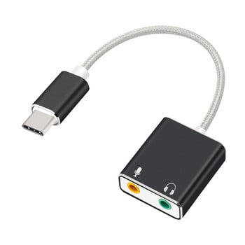 USB Type-C Type-C Адаптер за външна звукова карта Аудиокарта USB-C към жак 3,5 мм слушалка Микрофон за лаптоп Macbook Pro