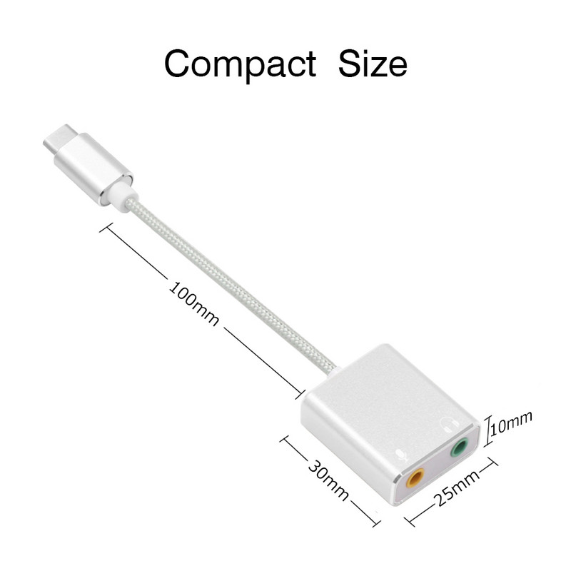 USB Tip C Tip-C Adapter za vanjsku zvučnu karticu Audio kartica USB-C na priključak 3,5 mm Slušalica Mikrofon za prijenosno računalo Macbook Pro