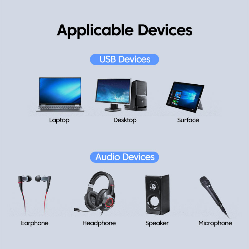 OLAF Mini vanjski USB na 3,5 mm mikrofon, utičnica za slušalice, stereo slušalice, 3d zvučna kartica, audio adapter, novo sučelje zvučnika za prijenosno računalo