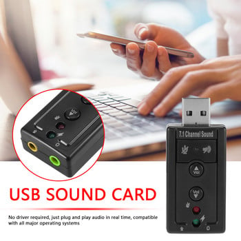 Лека 7.1 виртуална USB звукова карта, интерфейс, външен адаптер за настолен лаптоп, 3,5 мм AUX слушалки, микрофон, конвертор