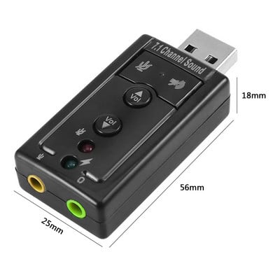Adaptor extern de interfață de placă de sunet USB virtuală ușoară 7.1 pentru laptop de birou Convertor de microfon pentru căști AUX de 3,5 mm