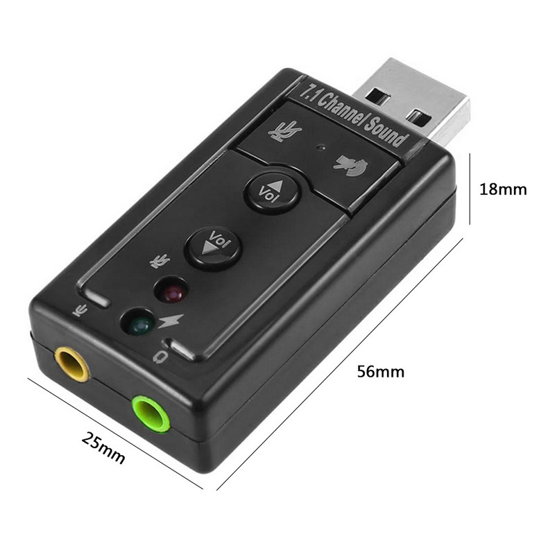 Adaptor extern de interfață de placă de sunet USB virtuală ușoară 7.1 pentru laptop de birou Convertor de microfon pentru căști AUX de 3,5 mm
