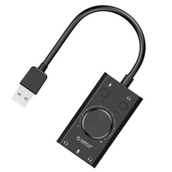 ORICO SC2 Външна USB звукова карта Регулируема сила на звука 3-портов микрофон Слушалки Адаптер за аудио карта за компютър Външна звукова карта