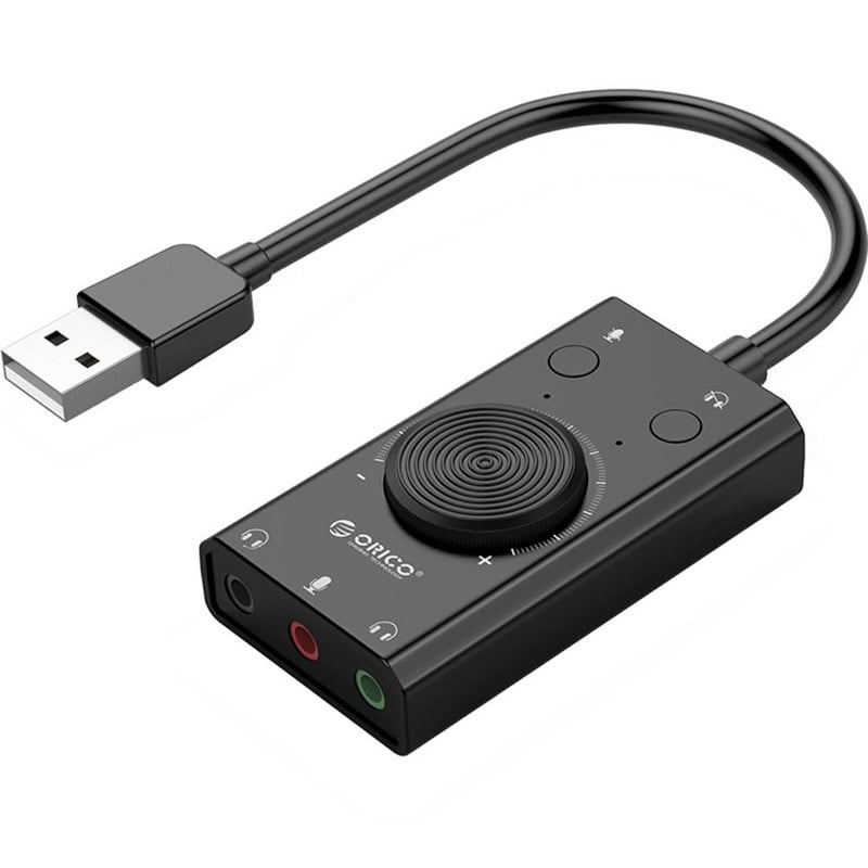 ORICO SC2 vanjska USB zvučna kartica, podesiva glasnoća s 3 priključka, mikrofon, slušalice, audio kartica, adapter za PC, vanjska zvučna kartica