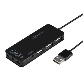 Звукова карта Външен 7.1 канал USB2.0 хъб Аудио адаптер Слушалки Конвертор за микрофон