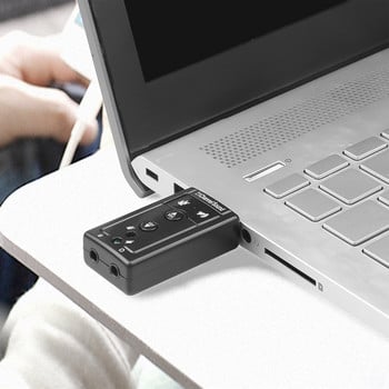 Виртуална 7.1-канална звукова карта Външен USB 2.0 Аудио Микрофон Адаптер за високоговорител Микрофон Стерео 3,5 мм жак Звукова карта за слушалки