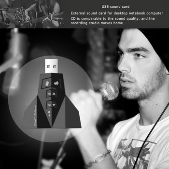 kebidu Външен виртуален 7.1 USB 3D звук Аудио карта Адаптер Преобразувател на канали Лаптоп компютър за Macbook Два микрофона / слушалки