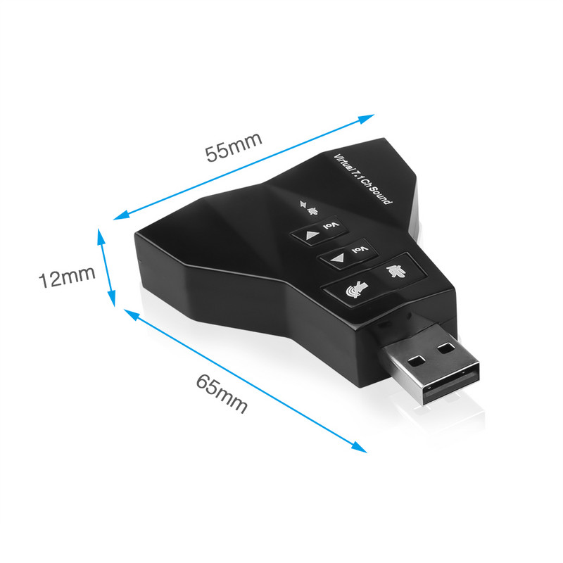 kebidu External Virtual 7.1 USB 3D Sound Card Audio Adapter Μετατροπέας καναλιών Φορητός υπολογιστής για Macbook Δύο MIC / ακουστικά