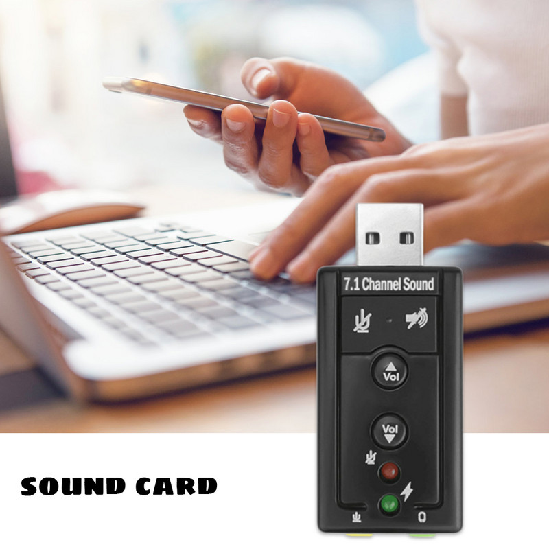 NAUJA 7.1 garso plokštė 3D stereo USB garso adapteris prie 3,5 mm išorinės garso plokštės, skirtas Windows XP/2000/Vista/7 nešiojamam kompiuteriui