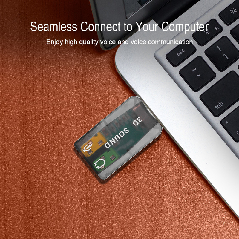 Nešiojamasis išorinis USB 2.0 iki 3,5 mm mikrofonas 5.1 garso plokštė Ausinių lizdas Stereo 3D garso adapterio garsiakalbio sąsaja nešiojamam kompiuteriui