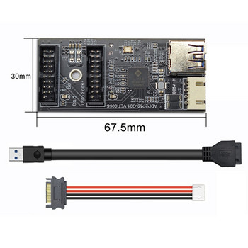 USB3.2 Front GEN1 19PIN към двоен 19PIN адаптер Разширителна карта A-KEY със SATA 15PIN към 4PIN кабел