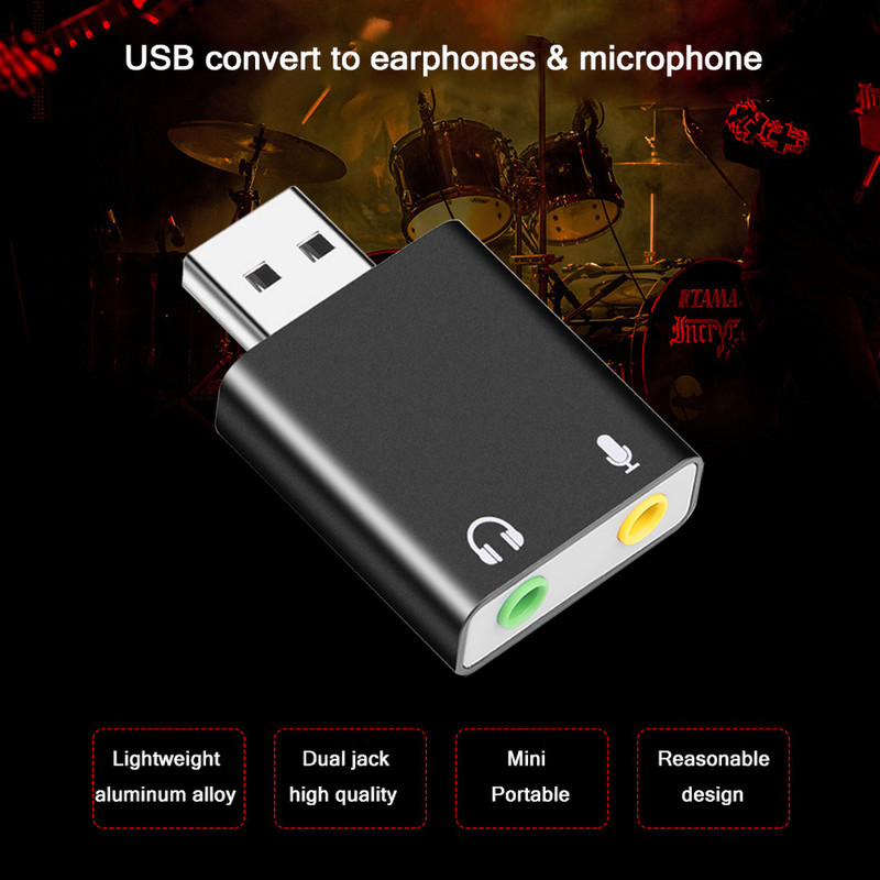 Kebidu Mini Κάρτα ήχου USB Διασύνδεση ήχου Προσαρμογέας κάρτα ήχου για μικρόφωνο Εξωτερική κάρτα ήχου φορητού υπολογιστή
