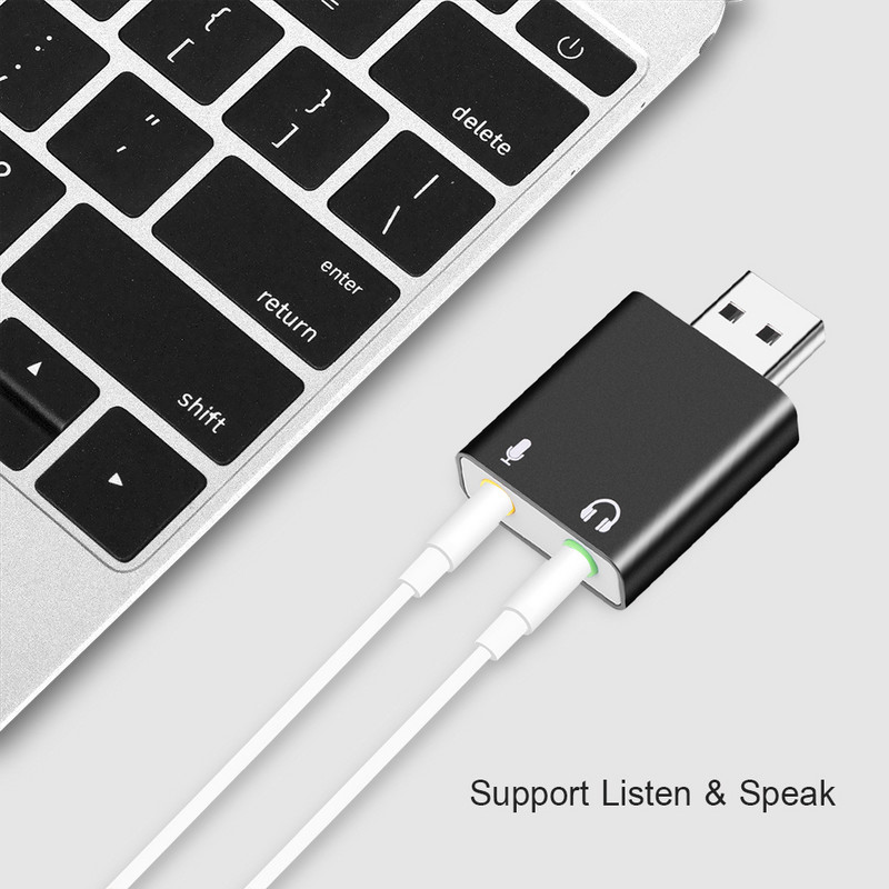 Kebidu Mini Κάρτα ήχου USB Διασύνδεση ήχου Προσαρμογέας κάρτα ήχου για μικρόφωνο Εξωτερική κάρτα ήχου φορητού υπολογιστή