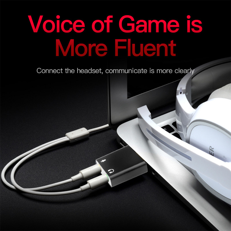 Kebidu Mini Κάρτα ήχου USB Διασύνδεση ήχου Προσαρμογέας κάρτα ήχου για μικρόφωνο Εξωτερική κάρτα ήχου φορητού υπολογιστή