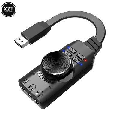 7.1 Εξωτερική κάρτα ήχου USB παιχνιδιών υπολογιστή καναλιού για PUBG Gaming Εξωτερική κάρτα ήχου 3,5 mm Προσαρμογέας USB Plug and Play Μαύρο