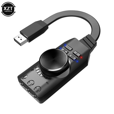 7.1 kanalo išorinė USB kompiuterinių žaidimų garso plokštė, skirta PUBG žaidimams, išorinė garso plokštė 3,5 mm USB adapteris Plug and Play Black