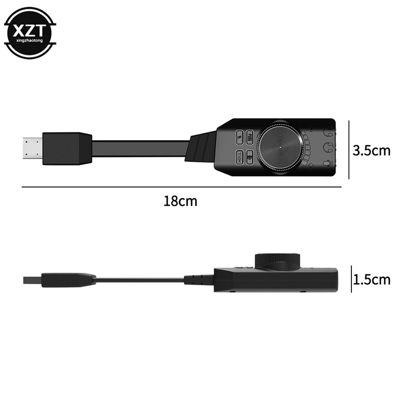 7.1 kanalo išorinė USB kompiuterinių žaidimų garso plokštė, skirta PUBG žaidimams, išorinė garso plokštė 3,5 mm USB adapteris Plug and Play Black