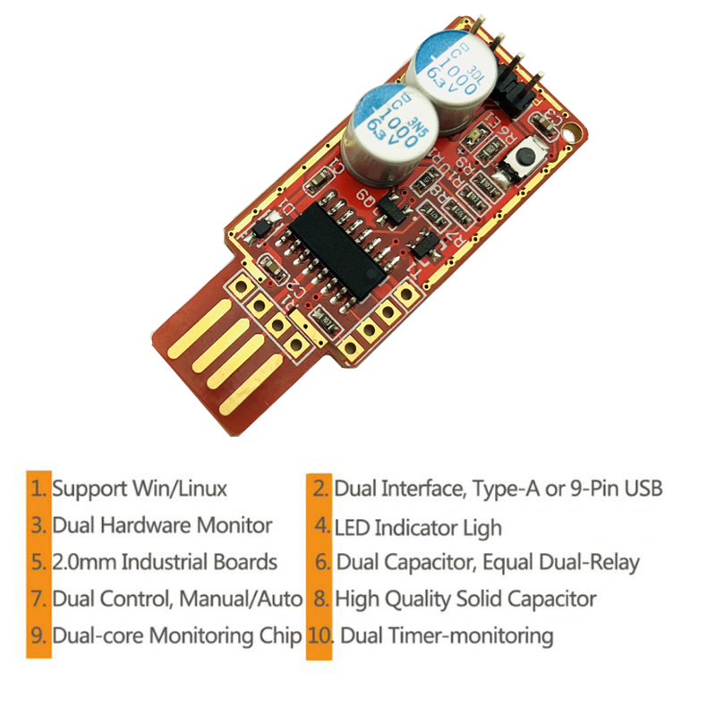 H1111Z Watchdog Card Reset Controller Watch Dog PC Stick zils ekrāns Automātiski restartējiet BTC ETC LTC Miner Mining