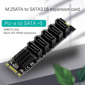M.2 NGFF B-Key Sata to SATA 5 Port Expansion Card 6Gbps Expansion Card JMB575 Chipset Suport SSD și HDD