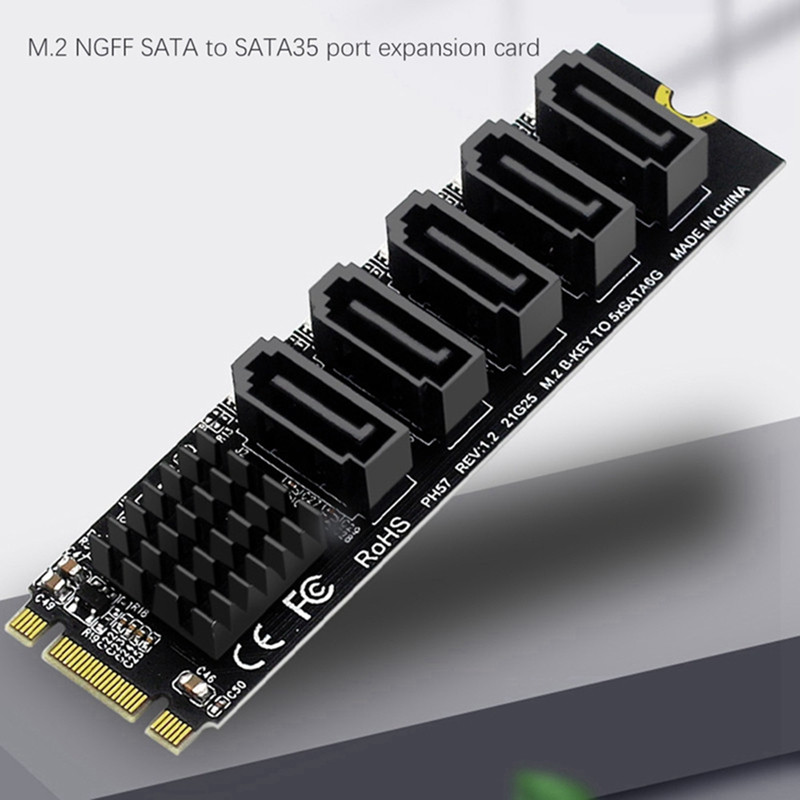 M.2 NGFF B-Key Sata to SATA 5 Port Expansion Card 6Gbps Expansion Card JMB575 Chipset Suport SSD și HDD