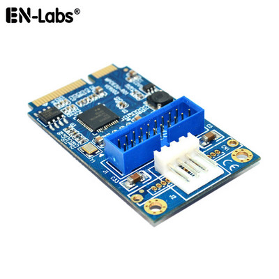 Mini PCIe към 20Pin USB 3.0 конектор за дънна платка Адаптерна карта, Mini PCI-e към 2 порта USB3 разширение SATA, Molex 4Pin захранване