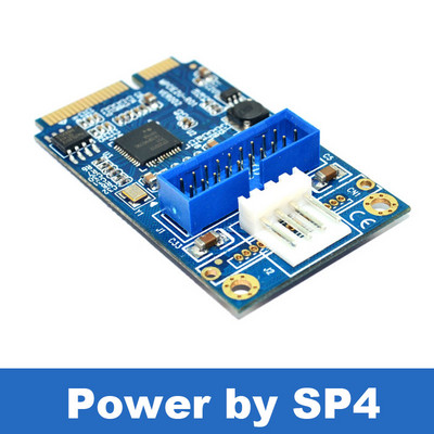Mini PCIe 20 Pin USB 3.0 alaplap fejléc csatlakozó adapter kártya, Mini PCI-e 2 port USB3 bővítő SATA, Molex 4 Pin táp