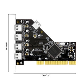 J0PB 5-портов PCI USB адаптер за карта - PCI към USB 2.0 адаптер за контролер PCI-USB карта за разширение NEC 720101 High Speed