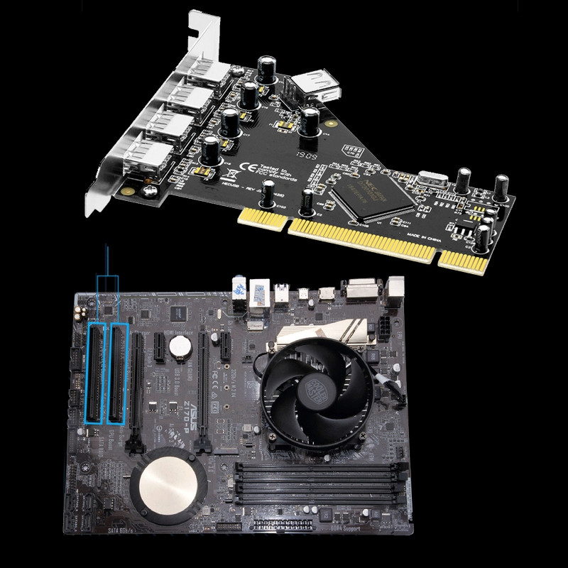 J0PB 5 portos PCI USB kártyaadapter - PCI-USB 2.0 vezérlőadapter PCI-USB bővítőkártya NEC 720101 nagy sebességű