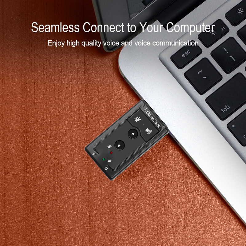 Virtuális 7.1 csatornás külső USB 2.0 hangkártya audio mikrofon hangszóró adapter mikrofon sztereó 3,5 mm-es jack fejhallgató hangkártya