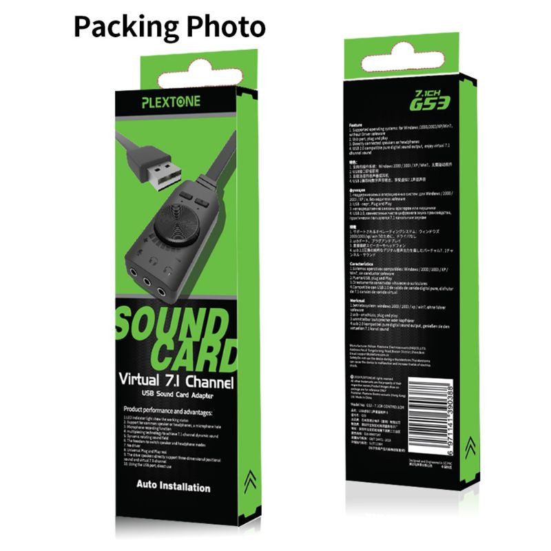 GS3 virtualni 7.1-kanalni adapter za zvučnu karticu, USB audio 3,5 mm slušalice za prijenosno računalo s isporukom