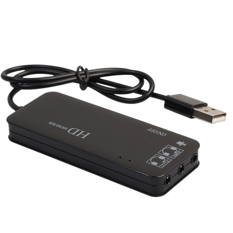 ÚJ-3 portos USB 2.0 hub külső 7.1 csatornás hangkártya fejhallgató mikrofon adapter PC-hez