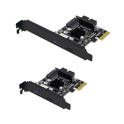 2 порта PCI-E 1X към USB 3.0 A Тип C Разширителна карта отпред Тип E 19P/20P Конектор 5Gbps Пълна скорост на предаване