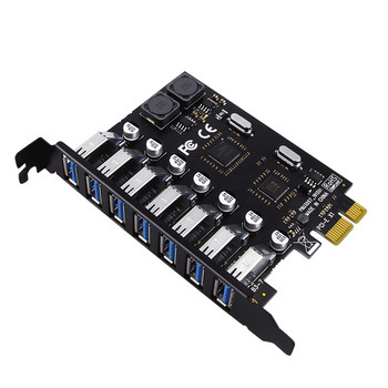 USB 3.0 PCI Express адаптер PCI e към 7 порта USB 3 разширителна адаптерна карта USB3 PCIe PCI-e x1 контролер конвертор за настолен компютър