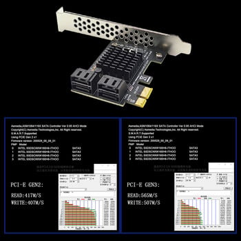 Κάρτα επέκτασης 4 θυρών SATA III PCIe 6Gbps SATA 3.0 σε PCI-e 1X Κάρτα ελεγκτή PCI Express Adapter Converter Υποστήριξη X4 X8 X16