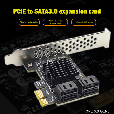 4 portu SATA III PCIe paplašināšanas karte 6 Gbps SATA 3.0 līdz PCI-e 1X kontrollera karte PCI Express adaptera pārveidotāja atbalsts X4 X8 X16