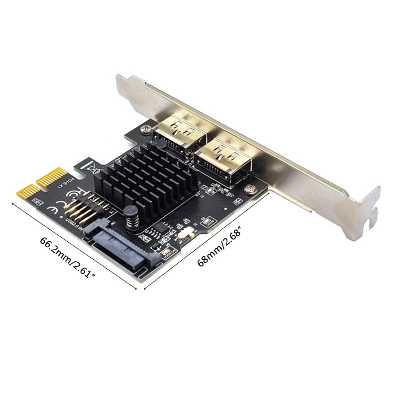 2022 m. Naujas darbalaukio pci-e prie Power eSATA + USB išplėtimo kortelės 6G adapterio kortelės kietasis diskas PESATA suderinamas su PCI-Express v2.0