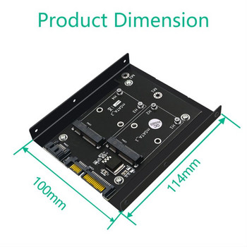 Версия за надграждане Dual mSATA SSD към Dual SATA3 6Gbps конверторна адаптерна карта с 3,5-инчова скоба за твърд диск/профилна скоба с пълна височина