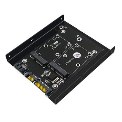 Frissítse a Dual mSATA SSD verzióját Dual SATA3 6Gbps konverter adapterkártyára 3,5 hüvelykes merevlemez-tartóval/teljes magasságú profiltartóval