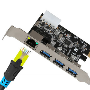 PCI-E към външен 3 порта USB 3.0 HUB + RJ-45 Gigabit Ethernet мрежова карта 1000Mbps PCI Express USB3.0 контролерна карта